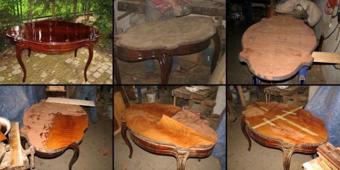 Renowacja stolika - wymiana forniru na blacie